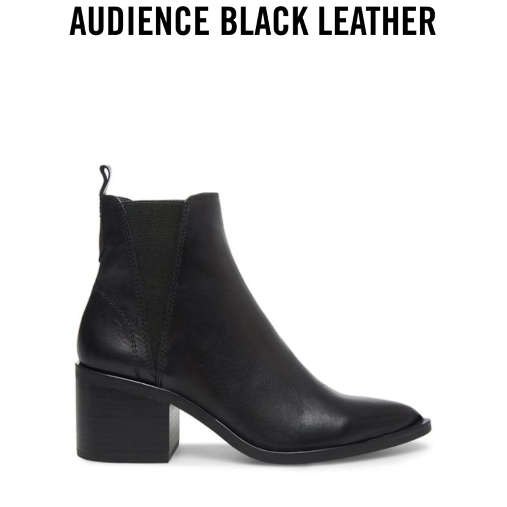 STEVE MADDEN audience black leather heel booties